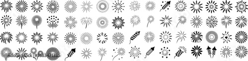 Collection of Various Fireworks and Sparkler Icons for Celebrations and Festive Events - 06