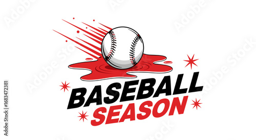 Vector SVG Icon of Baseball with Splash Effect in Modern Flat Style for Sports Branding