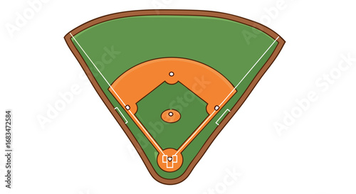 Vector Sport Baseball Field SVG Illustration with Flat Design and Vibrant Colors for Web and Digital Media