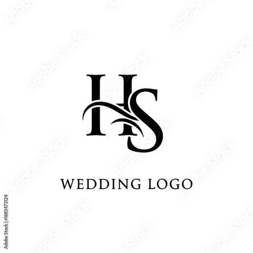 HS Typography Initial Letter Brand Logo, Minimalist Wedding Monogram Logo