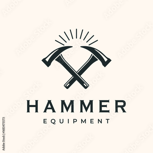 hammer tool vintage logo vector minimalist illustration design, hammer equipment symbol design