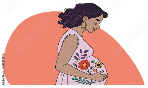 pregnant woman holding her belly