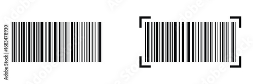 Barcode icon. Barcode vector icon. Simple fake bar code. Bar code for web design. Barcode product distribution icon. Vector illustration isolated on white background.