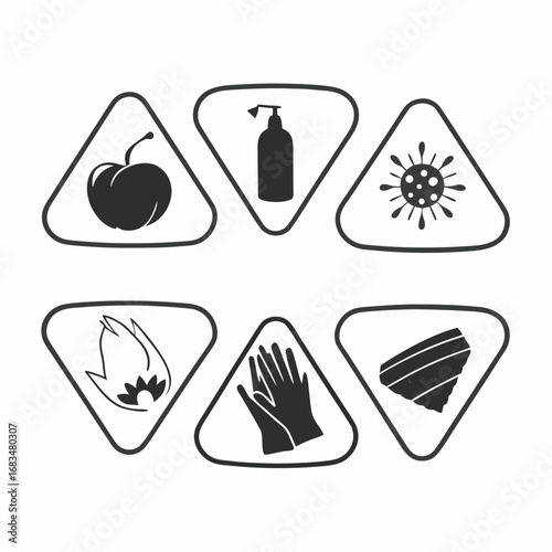 Collection of various warning signs in triangle shape