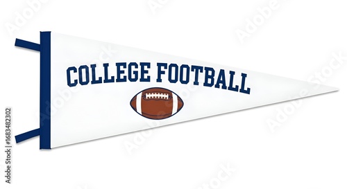 College football pennant flag, clean background