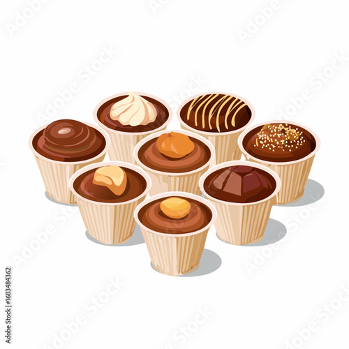 Assorted Chocolate Candies in Paper Cups