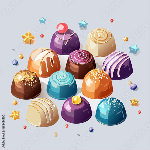 Assorted Colorful Chocolates Confectionery Dessert Variety