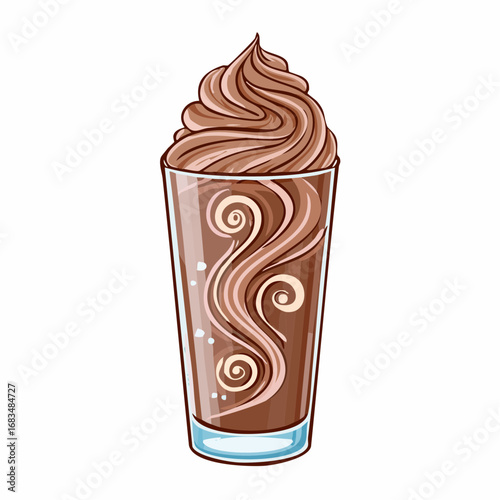 Chocolate Swirl Drink with Whipped Cream in Tall Glass
