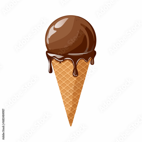 Melting Chocolate Ice Cream in Crispy Cone