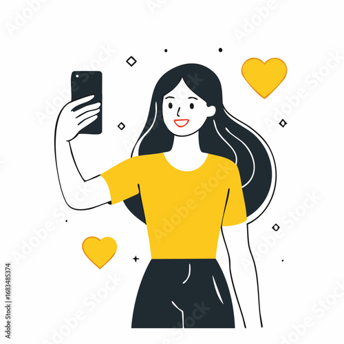 Happy Woman Taking Selfie for Social Media