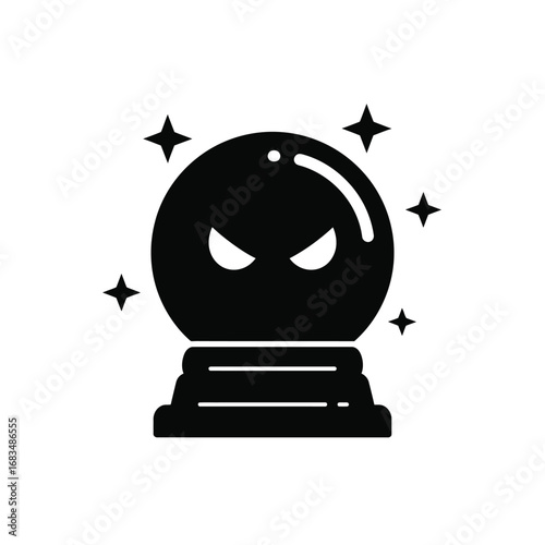 Spooky crystal ball with stars magic fortune