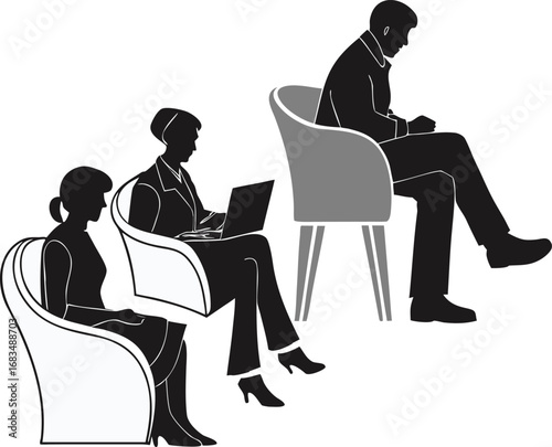 silhouette of a man and woman sitting on a chair