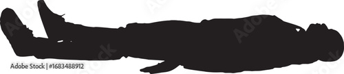vector, silhouette of man lying on the floor eyes closed