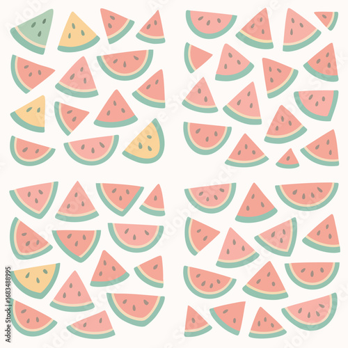Summer Watermelon Pattern Cute Fruit Slices Design.