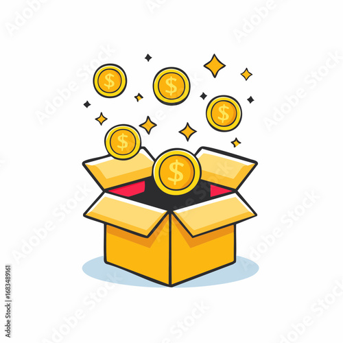 Gold Coins Bursting from a Box Financial Opportunity