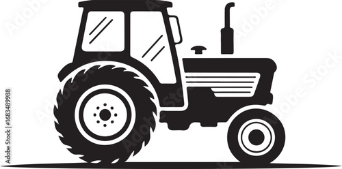 Modern agricultural tractor glyph icon