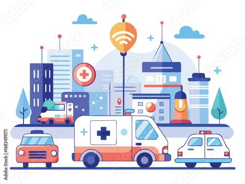Smart emergency response system in a futuristic city with connected medical services