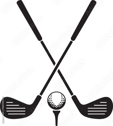 Pair of iron or wedge golf club with golf ball flat vector icon for sports apps and websites