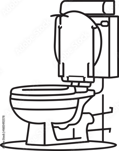 Modern High Commode Toilet Vector Illustration – Bathroom Sanitary Ware Design