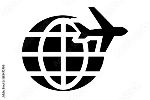 Vector art of airplane flying around the world