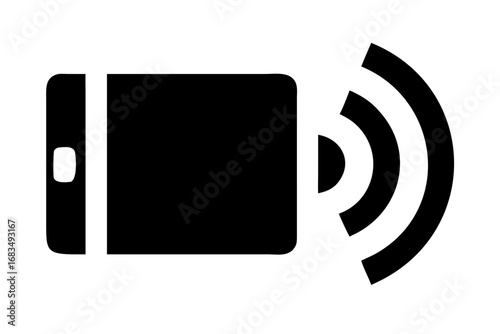 Vector art of black tablet icon with wireless signal