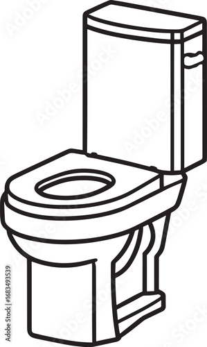 Modern High Commode Toilet Vector Illustration – Bathroom Sanitary Ware Design