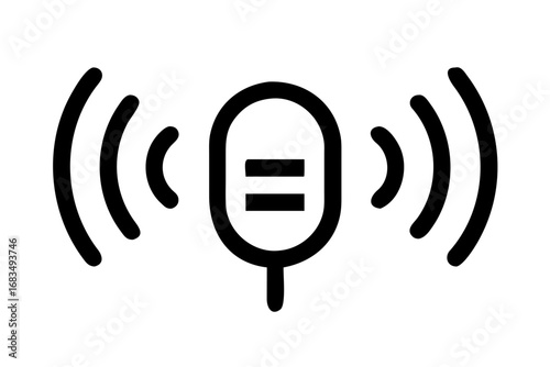 Vector art of microphone icon with sound waves