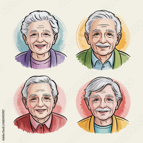 Happy older couple, a smiling retired woman and her husband, enjoys retirement at home