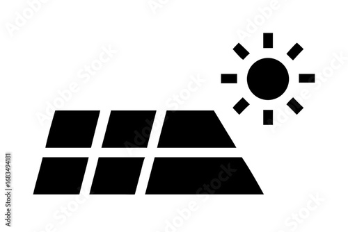 Vector art of solar panel with sun generates clean energy