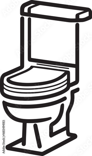 Modern High Commode Toilet Vector Illustration – Bathroom Sanitary Ware Design