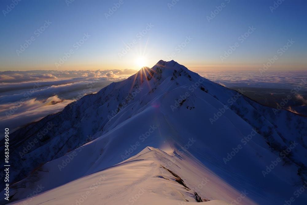 Naklejka premium Winter Sunset in the Alps Mountains