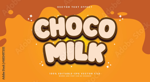Choco milk 3d editable text effect Template Suitable for tasty food theme