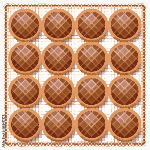 Overhead Shot of Golden Brown Waffles on a Wire Rack
