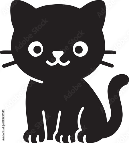 create a black vector of a cute cat04