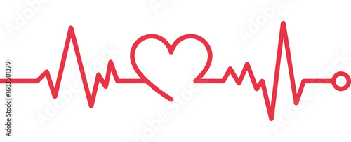 red pulse heartbeat line icon