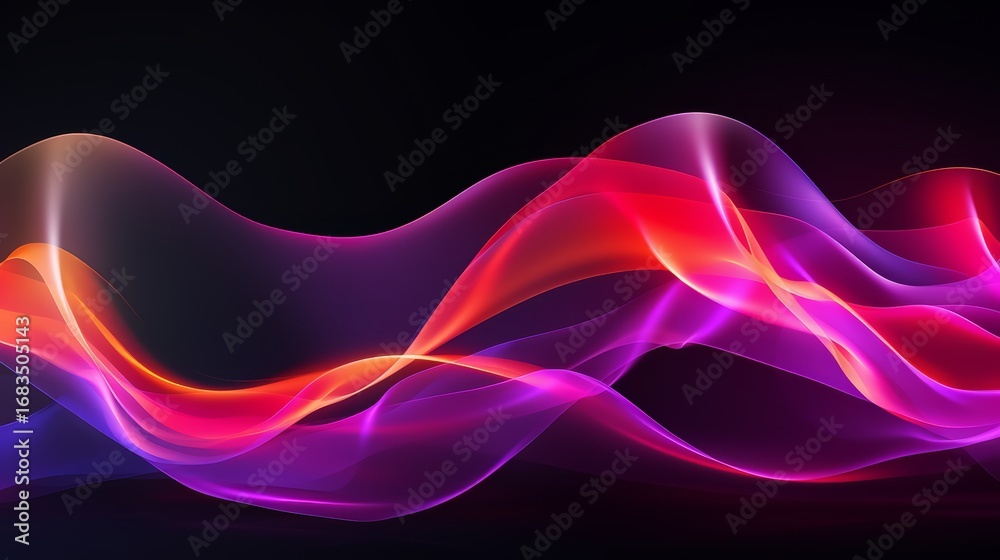 Obraz premium Colorful wave with red, pink and purple colors. The wave is long and has a lot of movement