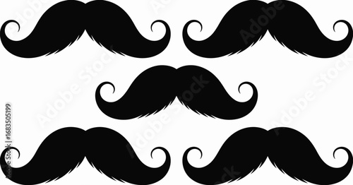 Mustache Silhouette Vector Set