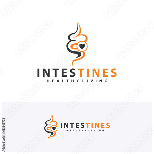 Love Intestine human organ logo design concepts. Medical symbol. Vector illustration
