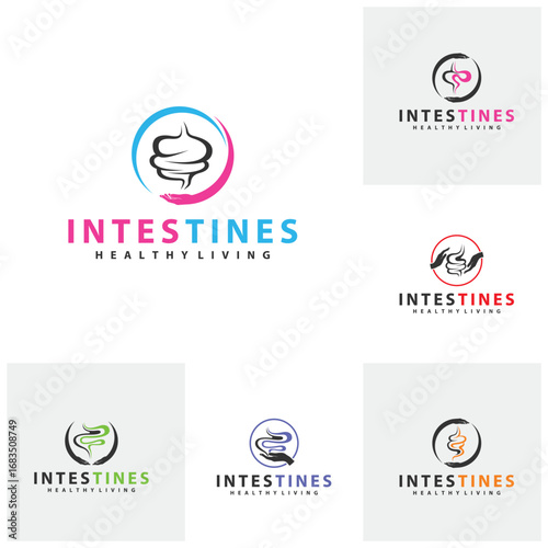Free Download Set of Care Intestine human organ logo design concepts. Medical symbol. Vector illustration - GFXLoad