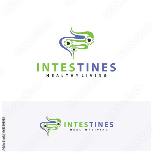 Gear Intestine human organ logo design concepts. Medical symbol. Vector illustration