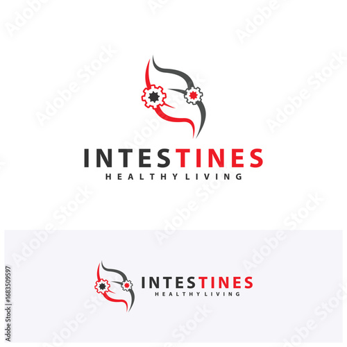 Gear Intestine human organ logo design concepts. Medical symbol. Vector illustration