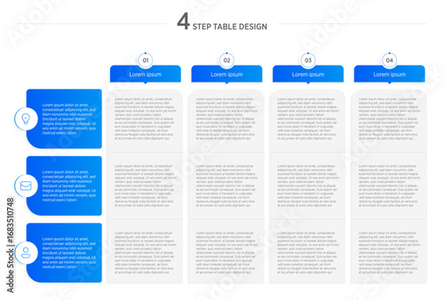 Versatile Table Designs: 4 step design PowerPoint Layouts