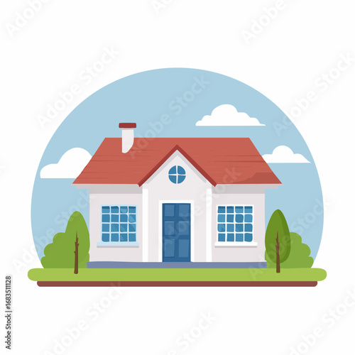 Simple vector icon illustration of a detached house