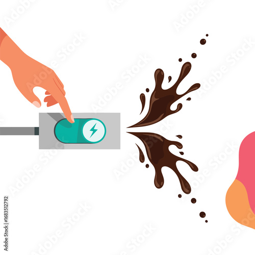Activate powerful energy burst with a switch causing a splash of liquid