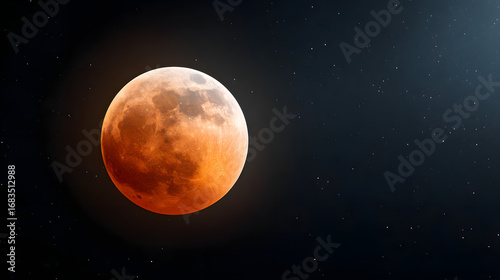 Total Lunar Eclipse Blood Moon with Stars in Night Sky