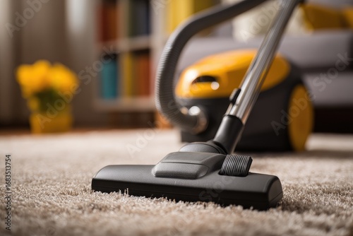Close-up of a vacuum cleaner on carpet