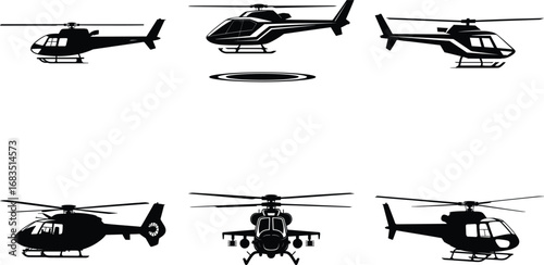 Helicopter Silhouette SVG | Military Aircraft Clipart | Vector Cut File for Cricut & Silhouette Cameo