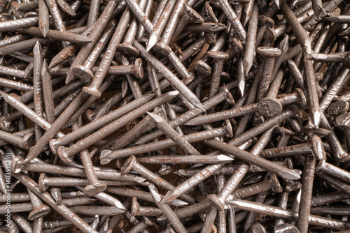 Fotografija Close-up of a pile of old metal nails.