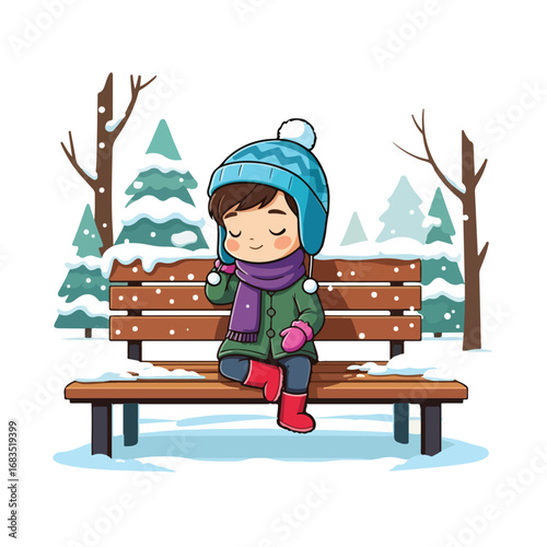 Smiling kids in warm winter clothing play happily