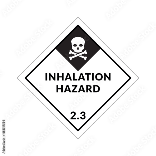 Inhalation Hazard Class 2.3 Vector Label Placard. Hazardous Material Gas Poisonous, Toxic Sign for Packages, Outdoor Design. 